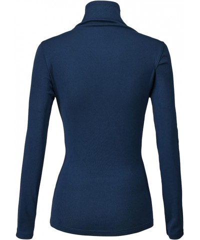 Womens Casual Turtleneck Tops Lightweight Long Sleeve Soft Thermal Shirts Active Sweater Cwoswl189-navy $12.23 Underwear