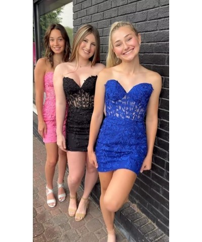 Strapless Tight Homecoming Dresses for Teens Short Lace Appliques Prom Dress Cocktail Gowns Peacock $26.65 Dresses