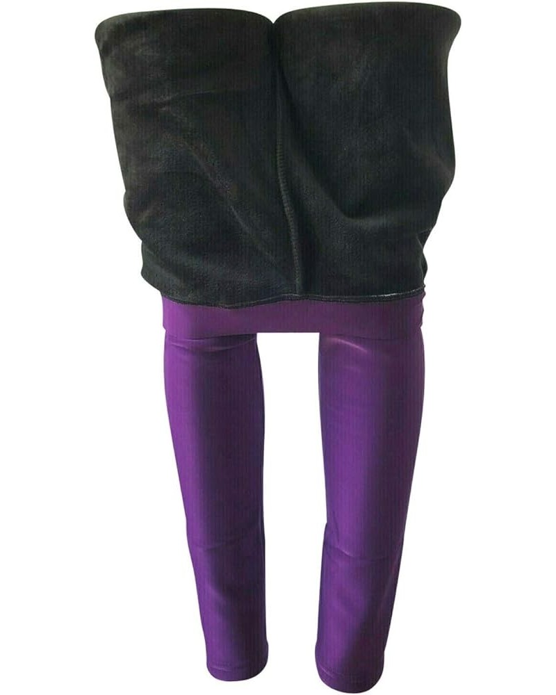 Women Winter Warm Thick Fleece Fur Lined Thermal High Waisted Leggings Pants Purple (Without Pockets) $10.07 Leggings