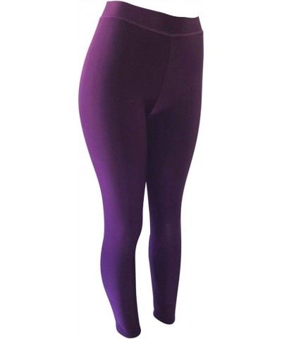 Women Winter Warm Thick Fleece Fur Lined Thermal High Waisted Leggings Pants Purple (Without Pockets) $10.07 Leggings