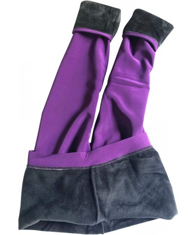 Women Winter Warm Thick Fleece Fur Lined Thermal High Waisted Leggings Pants Purple (Without Pockets) $10.07 Leggings