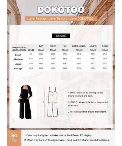 Women's Casual Loose Overalls Jumpsuits One Piece Sleeveless Wide Leg Long Pant Rompers With Pockets Black $15.21 Jumpsuits