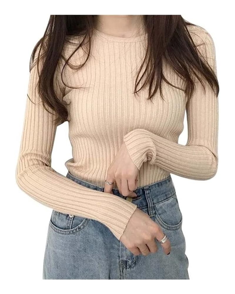 Basic Knitted Sweater Women Autumn Winter Bottoming Sweaters Pullover Lady O-Neck Slim Jumper Warm (Color : Pink, Size : One ...