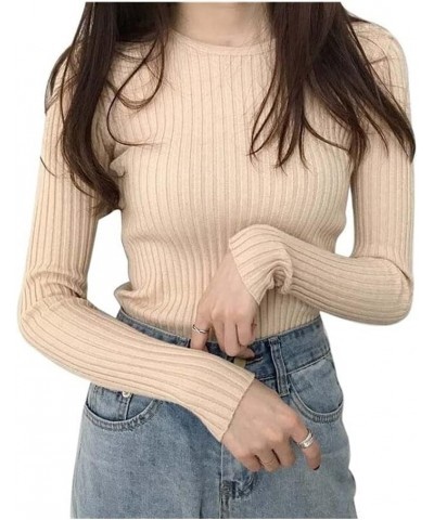 Basic Knitted Sweater Women Autumn Winter Bottoming Sweaters Pullover Lady O-Neck Slim Jumper Warm (Color : Pink, Size : One ...