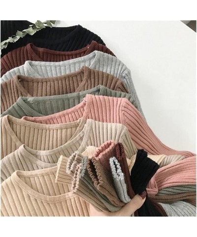 Basic Knitted Sweater Women Autumn Winter Bottoming Sweaters Pullover Lady O-Neck Slim Jumper Warm (Color : Pink, Size : One ...