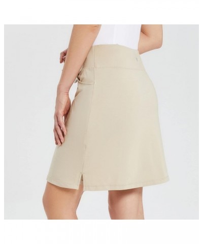 Women's Skorts Skirts 20" Knee Length Cotton Casual High Waist Drawstring Modest Golf Skort with Pocket Khaki $23.93 Skorts