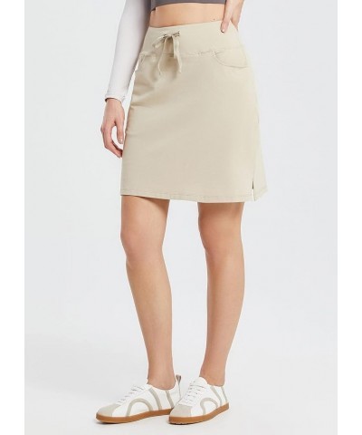 Women's Skorts Skirts 20" Knee Length Cotton Casual High Waist Drawstring Modest Golf Skort with Pocket Khaki $23.93 Skorts