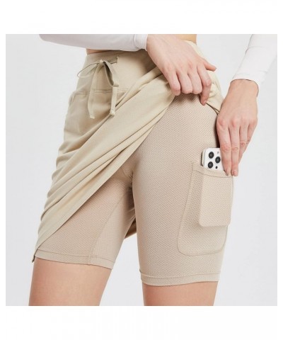 Women's Skorts Skirts 20" Knee Length Cotton Casual High Waist Drawstring Modest Golf Skort with Pocket Khaki $23.93 Skorts