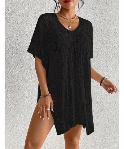 Women's Swimwear Cover Ups Bikini Cover Up Beach Outfits Crochet Top Summer Dresses Black $15.84 Swimsuits