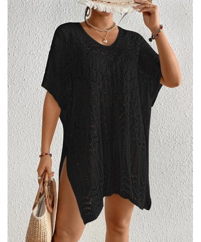 Women's Swimwear Cover Ups Bikini Cover Up Beach Outfits Crochet Top Summer Dresses Black $15.84 Swimsuits