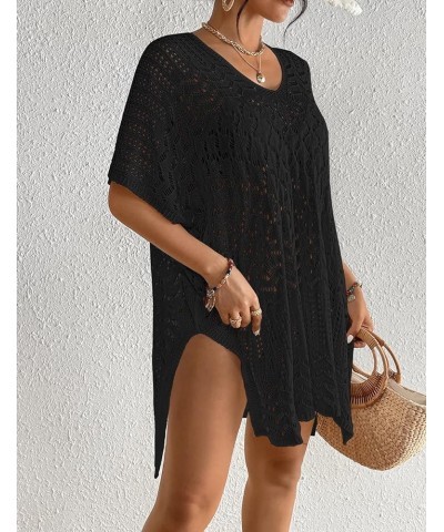 Women's Swimwear Cover Ups Bikini Cover Up Beach Outfits Crochet Top Summer Dresses Black $15.84 Swimsuits