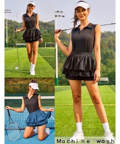 Women's Golf Polo T Shirts Lightweight Moisture Wicking Sleeveless Shirt Quick Dry Zipper Tank Top Black $12.95 Shirts