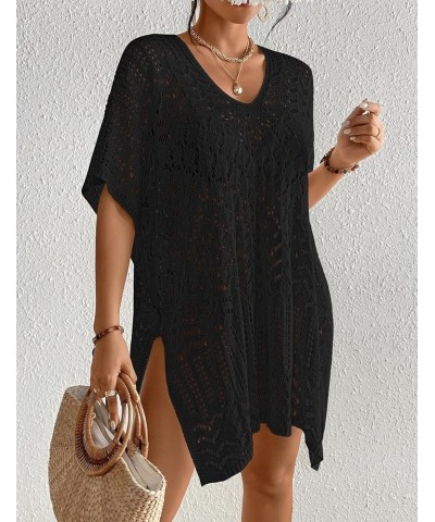 Women's Swimwear Cover Ups Bikini Cover Up Beach Outfits Crochet Top Summer Dresses Black $15.84 Swimsuits