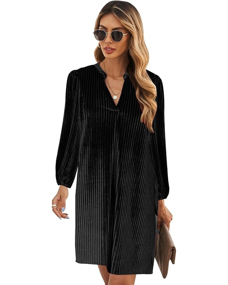 Dresses for Women 2024 V Neck Spring Summer Ruffle Long Sleeve Simple Casual Loose Flowy Autumn Winter Shift Dress Z-velvet B...