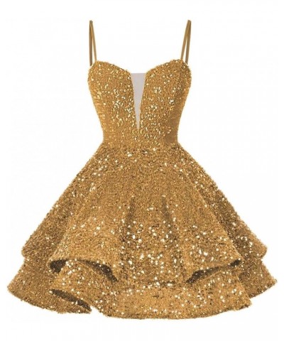 Sequin Short Homecoming Dress for Teens 2023 Sparkly Prom Dress Sweet 16 Photo Shoot Cocktail Gowns RO058 Gold $19.14 Dresses