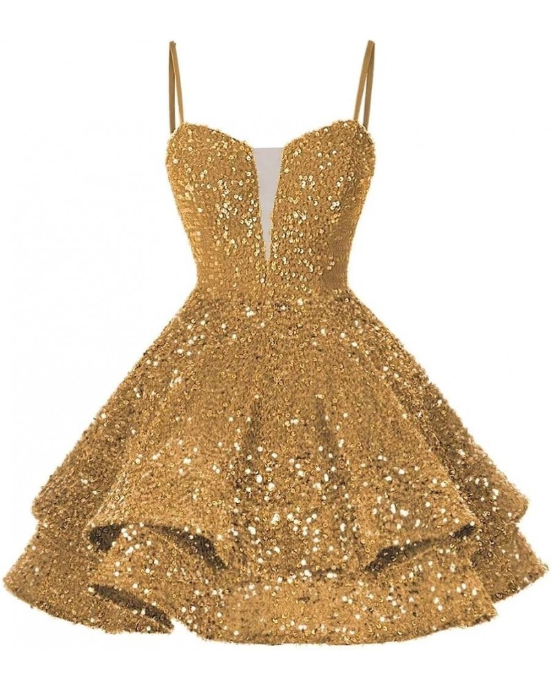 Sequin Short Homecoming Dress for Teens 2023 Sparkly Prom Dress Sweet 16 Photo Shoot Cocktail Gowns RO058 Gold $19.14 Dresses