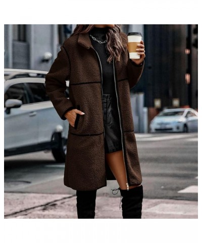 Faux Fur Coat For Women,2023 Winter Long Sleeve Fuzzy Fleece Teddy Jacket Warm Cozy Sherpa Hoodie Outwear E-coffee $21.22 Coats