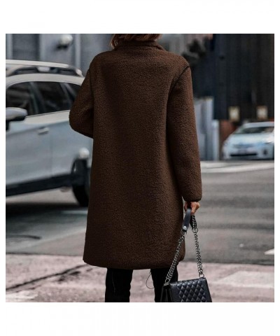 Faux Fur Coat For Women,2023 Winter Long Sleeve Fuzzy Fleece Teddy Jacket Warm Cozy Sherpa Hoodie Outwear E-coffee $21.22 Coats