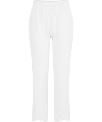 Linen Pants for Women High Waisted Casual Lounge Harem Pants with Pockets Wide Cropped Leg Summer Trousers 2023 23 White $11....