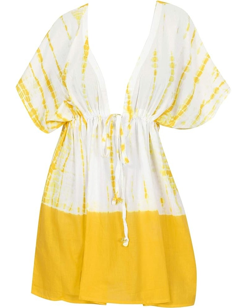 Women's Plus Size Boho Swimsuit Cover ups Tops Tie Dye, Yellow $8.59 Swimsuits