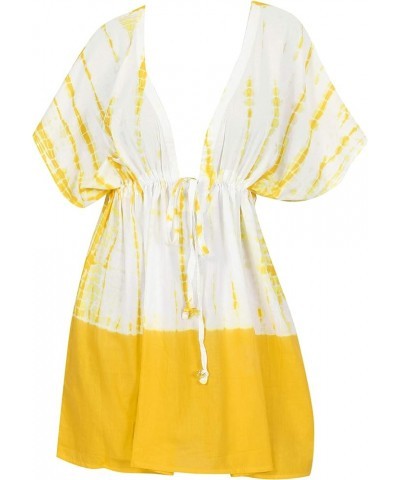 Women's Plus Size Boho Swimsuit Cover ups Tops Tie Dye, Yellow $8.59 Swimsuits