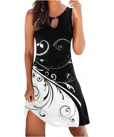 Spring Dresses for Women 2023 Casual Beach Summer Floral Printed Sundresses Sleeveless Hollow Out Mini Dress 15-black $10.34 ...