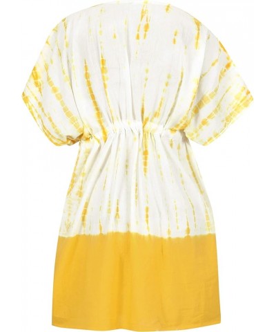 Women's Plus Size Boho Swimsuit Cover ups Tops Tie Dye, Yellow $8.59 Swimsuits