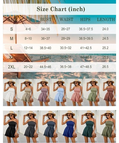 Women's Summer Rompers Cotton Linen Smocked Short Jumpsuits Off Shoulder Ruffle Vacation Beach Outfits S-XXL Sky Blue $14.28 ...