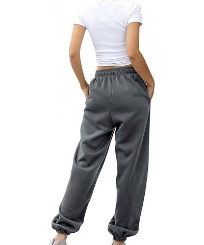 Yoga Sweat Pants for Womens Baggy Loose Workout Running Sweatpants with Pockets Elastic High Waist Lounge Y2K Pants A-dark Gr...