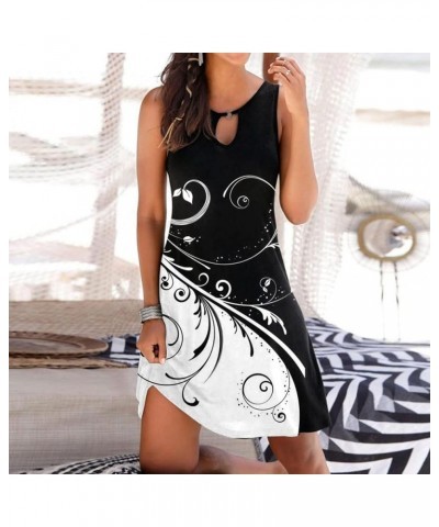 Spring Dresses for Women 2023 Casual Beach Summer Floral Printed Sundresses Sleeveless Hollow Out Mini Dress 15-black $10.34 ...