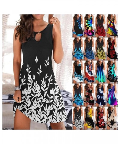 Spring Dresses for Women 2023 Casual Beach Summer Floral Printed Sundresses Sleeveless Hollow Out Mini Dress 15-black $10.34 ...