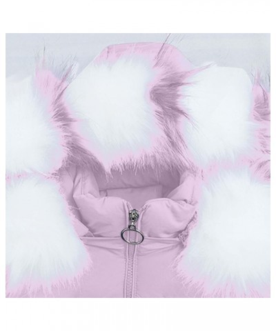 Womens Winter Coat Thicken Warm Puffer Jackets Long Sleeve Thermal Heavy Coat Outerwear with Faux Fur Hood A02-pink1108 $9.20...