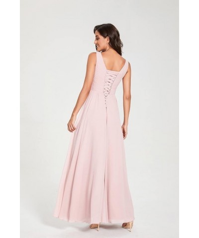 V-Neck Bridesmaid Dress Long with Slit Chiffon A-line Pleated Formal Dresses for Women WD1932P Brunt Orange $24.79 Dresses