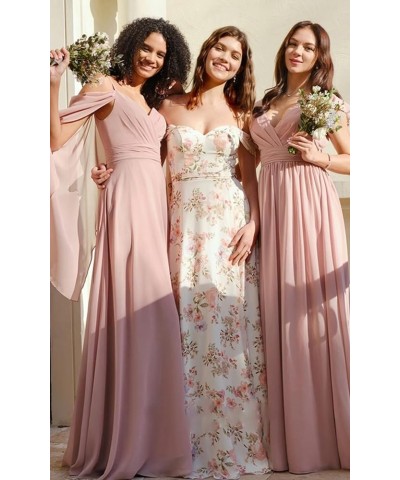 Women's Ruffles Bridesmaid Dresses with Slit Long V Neck Formal Party Dress with Pockets KO009 Hot Pink $25.84 Dresses