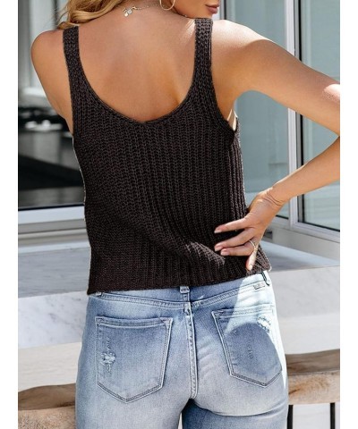 Womens Summer Sexy Knit Tank Tops Loose Sleeveless Sweater Casual Sheer Ribbed Crop Tops Tees Black $11.00 Tanks