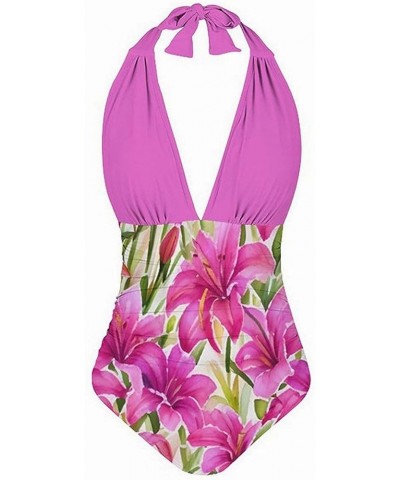 Women's One Piece Swimsuit with Beach Cover up Wrap Skirt Sarong Halter Floral Print Bikini Set Two Piece Bathing Suit Wgy208...