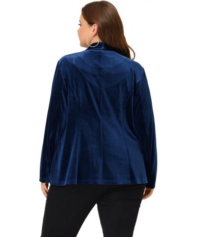 Plus Size Women Blazers Jacket Notched Lapel Vintage Business Suit Office Work Velvet Blazer Royal Blue $18.19 Blazers