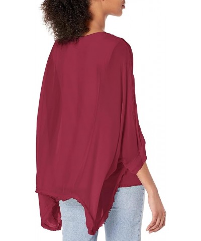 Women's Ruffle Layered Scoop Neck Blouse Wine $29.06 Blouses