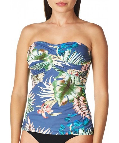 Women's Bandeau Tankini Swimsuit Top Blue Moon//Tropical Rain $19.61 Swimsuits