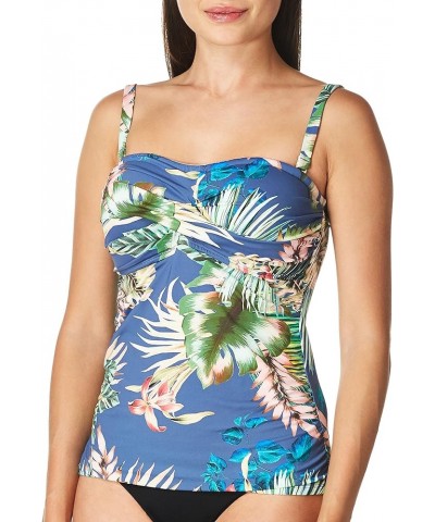 Women's Bandeau Tankini Swimsuit Top Blue Moon//Tropical Rain $19.61 Swimsuits