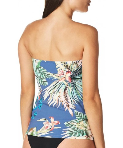 Women's Bandeau Tankini Swimsuit Top Blue Moon//Tropical Rain $19.61 Swimsuits