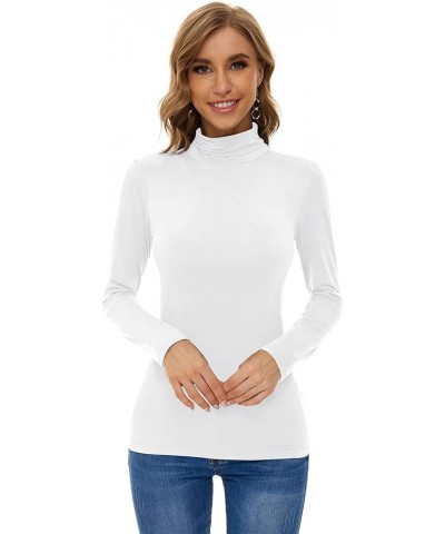 Turtleneck Long Sleeve Active Shirts Base Layer White $10.12 Underwear