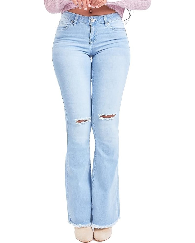 Womens 1-Button Low-Rise Fray Hem Flare L933 $25.91 Jeans