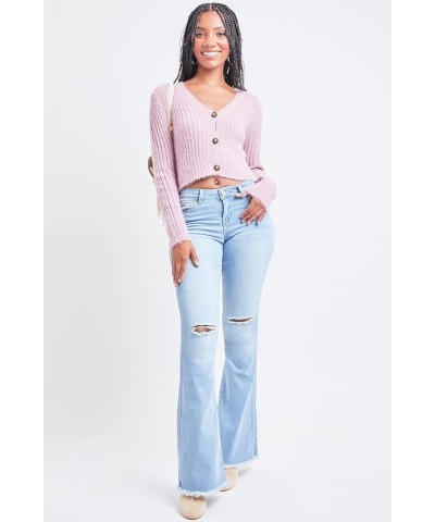 Womens 1-Button Low-Rise Fray Hem Flare L933 $25.91 Jeans