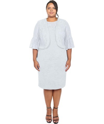 Women's Plus Size lace Jacket and Solid Dress, White, 20w $28.34 Dresses