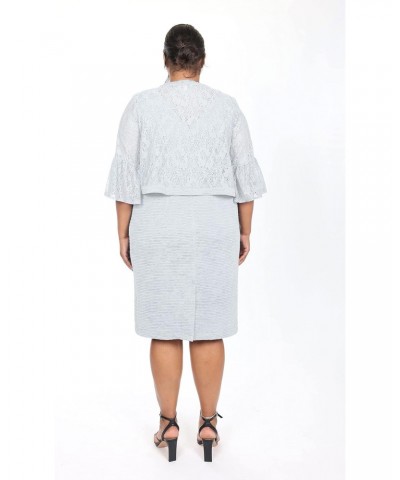 Women's Plus Size lace Jacket and Solid Dress, White, 20w $28.34 Dresses