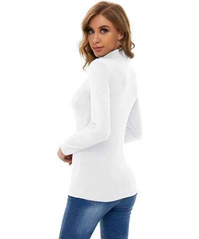 Turtleneck Long Sleeve Active Shirts Base Layer White $10.12 Underwear