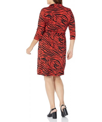 Women's Three-Quarter-Sleeve Faux Wrap Dress Zbrred $12.32 Dresses