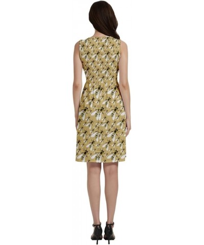 Womens Sun Dress Bee Honeycombs Honey Insect Honeybee Cap Sleeve Dress, XS-5XL Yellow Swarm $14.10 Others