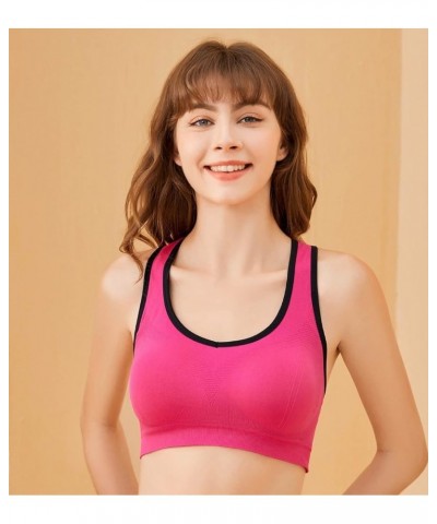 Women's Racerback Sports Bras High Impact Seamless Padded Yoga Gym Workout Activewear Bra 3 Pack Pink $11.28 Lingerie